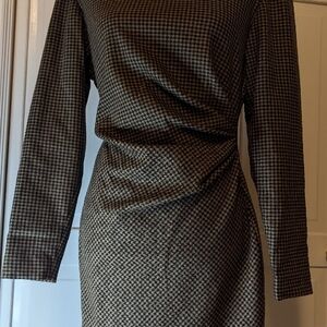 Emanuel Ungaro Black and Silver Asymmetrical Ruched Sheath Dress